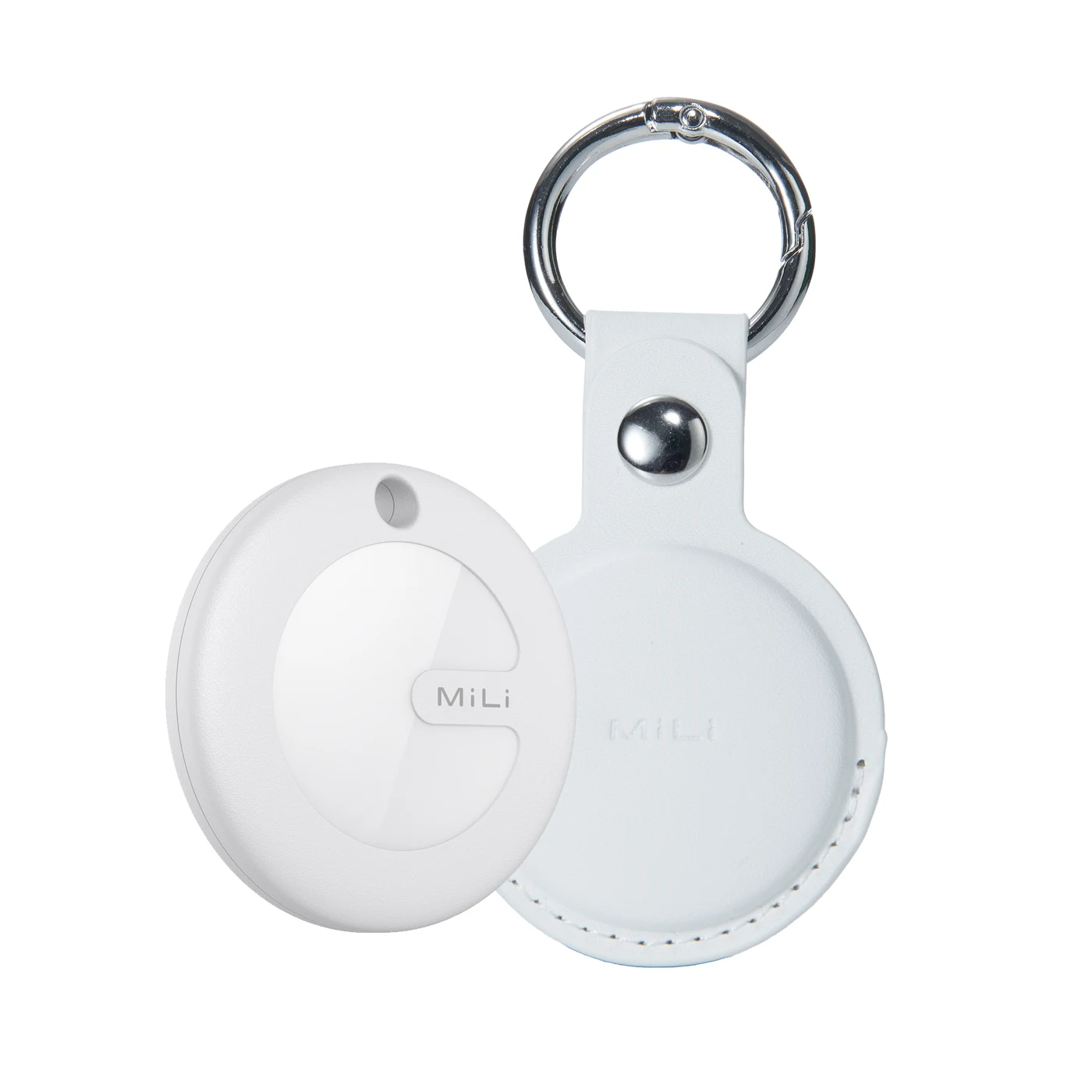 AirTag Blanco Individual con Soporte de Cuero